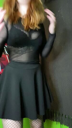 Stripping out of my outfit for you. Fishnets stay on to fuck though..