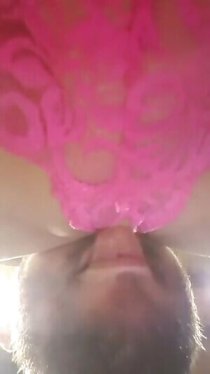 He licks her pussy through crotchless panties