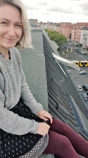 I'm showing my pussy to Berlin, and to you, I also squirted up there...