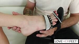 Threesome With His Sexy Foot Slut Girlfriend