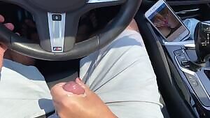 Gave hubby a surprise handjob while he was driving. Think he liked it... so much cum!