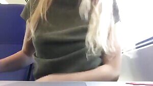 On a train changing clothes