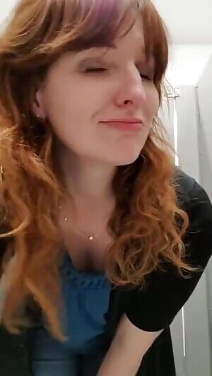 Redhead Cums At Work