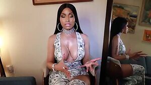 Nicki Minaj flaunting her cleavage