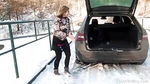 Amy Red having fun with pee