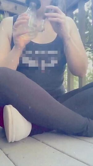 Taking a hit before taking my tiddies out on the back porch. Think my neighbors saw?