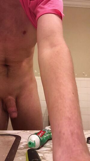 Playing with my semi hard cock