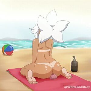 Trying a toy on the beach