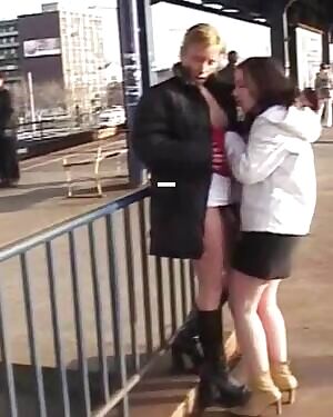 Lesbians Pussy Play At Crowded Train Station