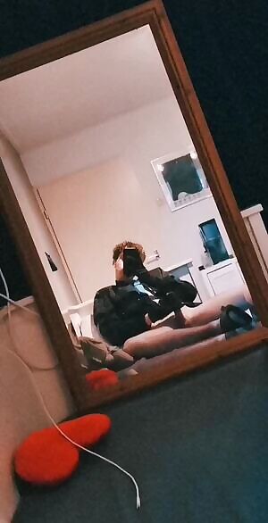 got horny while putting clothes on... so I started to masturbate with my upper body clothes