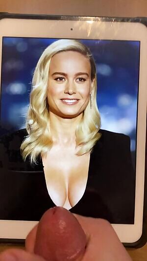 Giving Brie Larsons big tits a coating of cum